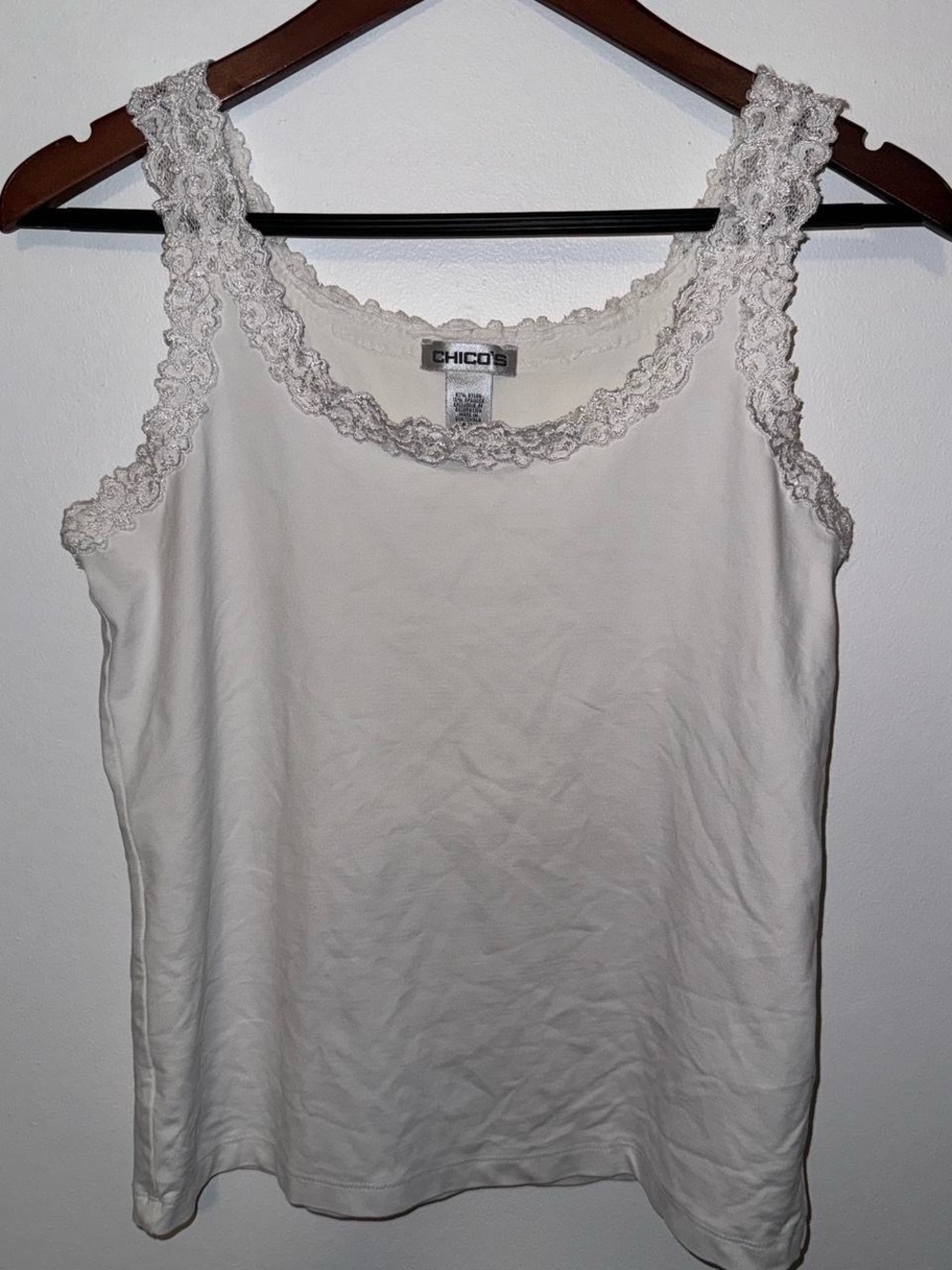 Chico's Cream Lace-Trim Camisole Tank